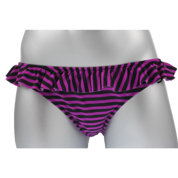 Victoria's Secret Purple Ruffle stripe Swim bottom - Picture 1 of 1